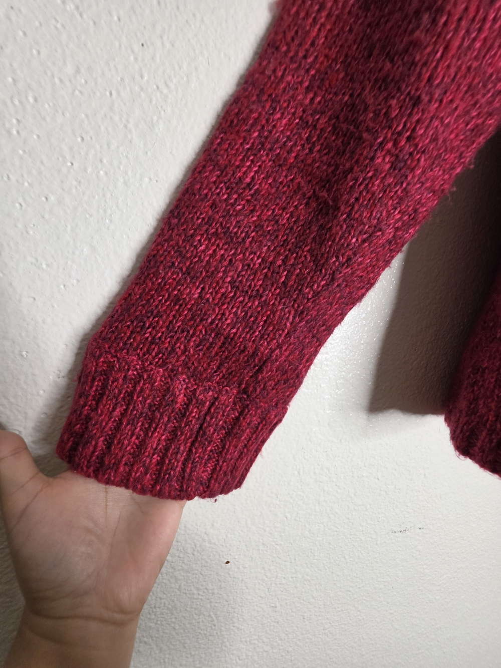 Jones New York Signature Womens Red Chunky Knit V-Neck Cardigan Dolman Sz L - Picture 9 of 12
